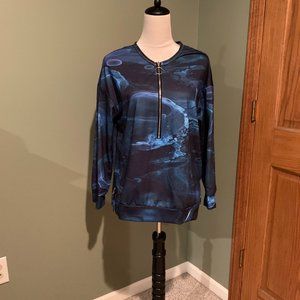 BLUE LONG SLEEVE SHIRT WITH 3/4 ZIPPER SIZE SMALL #247